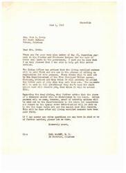 ["Mrs. Pink B. Irvin received a letter from Congressman Carl Albert informing her about the payment to Choctaw and Chickasaw Indians for the sale of their coal lands to the government. Living enrolled members will be paid first, with checks expected to be sent out in July for around $300 each. Dead claims will be distributed to heirs after living members are paid. Mrs. Irvin expresses gratitude for the information and asks for more details about the payment process."]
