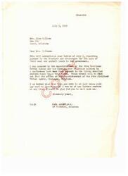 ["Mrs. Cleo Wallace wrote a letter to Carl Albert, a U.S. Representative, regarding payment to the Choctaws and Chickasaws for the sale of their lands to the government. Albert responded, informing her that payments to living enrolled members would begin that month and would be sent from the office of the Superintendent of the Five Civilized Tribes Agency in Oklahoma. He expressed his satisfaction that the debt was being paid and offered further assistance if needed."]