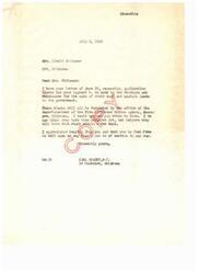 ["Mrs. Lizzie Whitener wrote a letter to Carl Albert requesting application blanks for payment to the Choctaws and Chickasaws for the sale of their coal and asphalt lands to the government. Carl Albert responded, stating that the blanks would be provided by the Superintendent of the Five Civilized Tribes Agency in Muskogee, Oklahoma. He also offered his assistance and encouraged Mrs. Whitener to reach out if she needed any help."]
