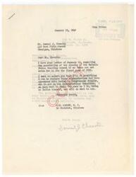 ["Samuel J. Checote wrote a letter to Carl Albert expressing concern about the possible closure of the Eufaula Indian Boarding School due to lack of funding for the fiscal year of 1950. Checote requested that Albert do everything he can to restore the appropriations and ensure the school can continue to operate, as it is the only school for Creek Indians and serves orphans and other disadvantaged children. Albert responded, assuring Checote that he will work to restore the funding and expressing his commitment to the cause."]