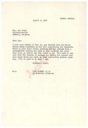 ["The first text is a letter from Honorable Carl Albert to Honorable Harvey Rochelle, discussing the Civil Service examination taken by William Gibson for a teaching position in the Indian Service. Albert offers to write a letter of endorsement to the Superintendent on Gibson's behalf. The second text is a letter from Honorable Harry Rochelle to Carl Albert, requesting assistance in securing an appointment for his nephew, William Gibson, in the Indian Service. The third text is a letter from Carl Albert to Honorable Lee Welch regarding a bill authorizing the Wyandotte Tribe to sell their tribal cemetery, with Albert stating that no action has been taken on the bill and he will do what he can to help."]