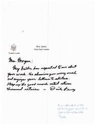 ["Letter from a 91 year old fan to Dick Armey."]