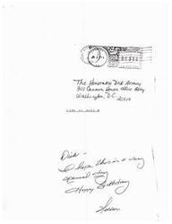 ["The document appears to be a message or note addressed to Dick Armey, mentioning a special event or occasion called \"Hopi Soldiery Special.\""]