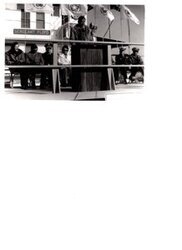 ["The image depicts Dewey Bartlett speaks to visitors during welcoming ceremonies for the Sergeant Floyd to Sallisaw, Oklahoma"]