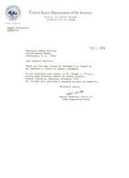 ["The document is a response from the Bureau of Indian Affairs to a letter from Senator Dewey Bartlett regarding Mr. Sherman L. Pruitt of Lawton, Oklahoma. The Bureau is referring the matter to Mr. Thomas J. Ellison, Acting Area Director, who will provide a response as soon as possible."]
