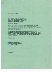 ["A letter from Senator Dewey Bartlett thanking the OCA IHS Advisory Board for their support of the Cherokee-Delaware Tribe in maintaining their own IHS program. The resolution supports the Cherokee-Delaware Tribe's independence and opposes any interference from the Cherokee Tribe. The letter includes a petition signed by individuals supporting the Delaware Tribe's health care services."]