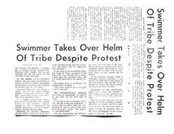 ["Despite protests and allegations of election irregularities, Ross O. Swimmer has taken over as the new chief of the Cherokee tribe. The inauguration ceremony included the dedication of a memorial to past tribal leaders and the selection of Miss Cherokee. The new chief emphasized unity and pride among the Cherokee people, despite facing criticism and protests. Former chief Keeler was made an ambassador of goodwill for the tribe. Thompson, the U.S. Indian Commissioner, was shouted down by protesters during his speech. The new chief expressed confidence in his leadership and the future of the Cherokee tribe."]