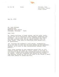 ["The document is from U.S. Senator Henry Bellmon to Jack Ellison, Director of the Bureau of Indian Affairs Muskogee Area office, regarding Timmie Sullivan, a Creek Indian who has been excluded from a per capita payment from the Creek Tribe. The document also mentions an issue regarding a will that Timmie's father had drawn up in 1919 or 1920, which allegedly transferred properties to Timmie but was not found at the time of his father's death. Bellmon requests Ellison's assistance in resolving these issues. The document also includes information about Timmie Sullivan's birth record, census records, and baptismal record."]