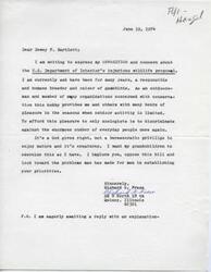 ["The document is expressing opposition to the United States Department of Interior's wildlife proposal, specifically in regards to gamebirds. The author, a responsible breeder and outdoorsman, believes that everyone should have the right to enjoy nature and its creatures, not just zoologists. The author urges the recipient to prioritize the problems caused by humans over restricting access to wildlife."]