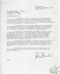 ["The document is addressed to Senator Bartlett regarding a proposed Lakeshore Management Plan by the Corps of Engineers. The writer believes the plan is overly bureaucratic and restrictive, especially concerning boat house locations and tramway lifts. They argue that the plan would limit the rights and recreation of taxpayers and could lead to safety issues and financial expenses. The writer urges Senator Bartlett to prevent the Corps of Engineers from implementing the plan in order to preserve American freedoms."]