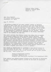 ["The document is a plea to Honorable  Dewey Bartlett to save Chilocco Indian School from closing, as it provides a tailored education for students with special needs. The school offers special education services and has a dedicated staff trained to meet the needs of exceptional children. The document argues that the cost of educating these students is minor compared to the cost of keeping them on welfare, and closing the school would leave these students without appropriate education. The author requests support in saving Chilocco for the benefit of the students."]