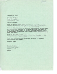 ["Ms. Pearl Goodbear wrote to Senator Bartlett requesting support for proposals for a Women's Halfway House and detox centers. She mentioned that she had submitted proposals but did not provide specific details. Senator Bartlett thanked her for bringing the matters to his attention and wished her good health. Ms. Goodbear also mentioned that she had to undergo cancer surgery but planned to continue working on the proposals once she recovered."]