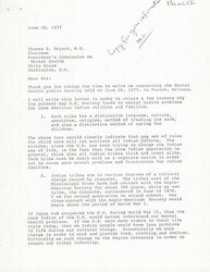 ["The letter addresses the mental health issues faced by American Indian children and families, highlighting the need for understanding and respect for their unique tribes and cultures. It discusses the impact of historical conquest and the importance of tribal self-governance. Recommendations are made for long-term planning and support for Indian children, as well as for other races with special needs, such as foster children. The author emphasizes the importance of tribal input in decision-making and opposes Senate Bill 1214 for potentially infringing on Indian rights and autonomy."]