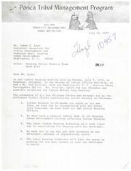 ["The document from the Ponca Tribal Management Program addresses concerns and suggestions regarding Indian Mutual Help Housing discussed at a meeting in Muskogee, Oklahoma. They emphasize the need for separate Indian Housing Offices, a special Indian desk in Housing Urban Development Offices, and local Indian Housing Authorities having final say in negotiations with developers. They also highlight issues with communication and funding, and stress the importance of building homes for all races. The document is signed by Big Dana A. Bills Knight."]