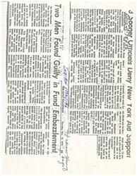 ["Three Oklahoma officials denied providing aid to New York City in 1975, despite voting for a bill containing funds for the city. Two men were found guilty of embezzling funds from the Apache Tribe Housing Authority, while a third was found innocent. The convicted pair could face up to 10 years in prison for embezzlement."]