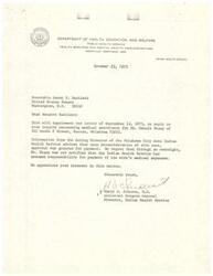 ["The document is a response to an inquiry from Senator Bartlett regarding medical assistance for Mr. Dennis Sharp. The Indian Health Service approved payment for Mr. Sharp's wife's medical expenses and apologized for not notifying him sooner."]