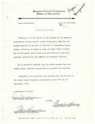 ["The document discusses a resolution passed by the Rogers County Cherokee Association to name a new Indian Hospital in Claremore, Oklahoma in honor of Julia Butler Hansen. It also includes a memo to Senator Bartlett from Don Bluejacket, urging him to contact Julia Butler Hansen to discuss legislation for funding the hospital. Senator Bellmon is also mentioned as a potential ally in this endeavor."]