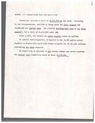 ["The document discusses the comparative costs of funding for education under the Johnson-O'Malley Act (JOM) and S. 1017 in various states, including Alaska, Arizona, Iowa, Michigan, Minnesota, New Mexico, and North Dakota. It compares the funds currently received under JOM with the potential funding under S. 1017, highlighting the differences in basic support and special need funding. It also discusses the potential impact of broadening eligibility criteria for special need assistance under S. 1017 in each state."]