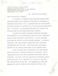 ["The document is regarding the proposed plan for the transfer of assets for the Menominee Restoration Act. The plan has been discussed with BIA officials and incorporates their suggestions. The plan needs to be reviewed by state and local officials and the First Wisconsin Trust Company. The document emphasizes the importance of self-determination after restoration, as supported by various legislators. The plan has been approved by the Board of Directors and Voting Trustees but still needs to be submitted to certificate holders for a vote. The document concludes by listing the individuals and organizations copied on the letter."]