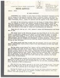 ["The document discusses the struggles in passing Indian legislation, specifically S. 1017, which focuses on Indian self-determination and education. The bill is being debated by Senators Jackson, Kennedy, and Abourezk, with various Indian groups supporting each senator. The main issue of contention is Title II of the bill, which involves changes to the distribution of funds for Indian education programs. There is a leak of data from the BIA that causes confusion and controversy, leading to delays in the passage of the bill. Senator Kennedy's strategy appears to be to kill Title II entirely."]