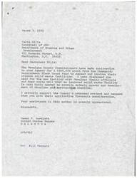 ["Senator Dewey F. Bartlett wrote a letter to Secretary of HUD Carla Hills in support of Okmulgee County's application for a $300,000 grant to improve their solid waste facilities. The project will serve multiple counties and is part of the Eastern Oklahoma Development District's comprehensive solid waste system. The project aims to expand and improve existing facilities, with the area affected being primarily residential. Environmental conditions in the area are described as well, with no unique flora or fauna that would be significantly impacted by the project."]