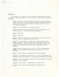 ["The document is a position paper from the Oklahoma Indian Housing Association addressing issues with the HUD delivery system for Indian housing. The association suggests solutions such as establishing a single agency or third-party contract agreement, utilizing a \"Force Account\" method, and requesting Congressional hearings to improve housing programs for Indian families in Oklahoma. They also express dissatisfaction with the exclusion of Indian tribes from the Housing and Community Development Act of 1974 and call for a separate branch of HUD for Indian Housing. The association supports position papers from other organizations and is taking steps to address these issues."]