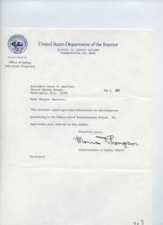 ["The document from the Commissioner of Indian Affairs to Senator Bartlett discusses the future of Intermountain School, stating that it will remain open at least through the 1974-75 school year. There are discussions about potentially using the school as an inter-tribal or all-tribal school, but cost factors and impact on existing programs need to be considered. A task force is being formed to explore the possible uses of the facility, with input from Indian organizations. The document also mentions a meeting of concerned tribal leaders who oppose the closure of the school and request a study by qualified Indian educators. The document urges Senator Bartlett's assistance in the matter."]