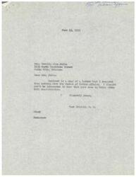["Mrs. Cecilia Rice Fulks wrote a letter to Hon. Page Belcher requesting information on the status of her application for the removal of restrictions on certain lands in Richardson County, Nebraska. Page Belcher forwarded the letter to the Bureau of Indian Affairs, who then delegated the authority to approve the application to the Area Director in Anadarko, Oklahoma. Mrs. Fulks provided reasons for wanting the restrictions removed, including purchasing a home and residing on the land. She also mentioned her employment history and personal circumstances. Belcher assured Mrs. Fulks that her case was being given full consideration."]