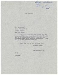 ["Mrs. Stacy Howell, a Dormitory Attendant at Pawnee Indian School, wrote to Hon. Page Belcher seeking help in obtaining a permanent appointment. Belcher contacted the Department of Interior, who confirmed that Mrs. Howell is under an indefinite appointment and there is no immediate proposal for her separation. Her husband had previously resigned from a position at the school due to not meeting qualification standards but had since been appointed elsewhere. The Department of Interior requested further information from the Anadarko Area Office and promised to provide an update to Belcher. Belcher assured Mrs. Howell that he would look into the matter and provide her with any information as soon as possible."]