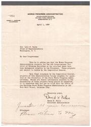 ["The Works Progress Administration projects for the 4th Congressional District of Oklahoma have been designated eligible by the President and are subject to review by the Comptroller General. The projects aim to control malaria by eliminating mosquito breeding areas in Okfuskee County. The State Works Progress Administrator has the discretion to operate these projects. The letter advises contacting the Oklahoma State Works Progress Administrator for more information on the feasibility of the projects."]