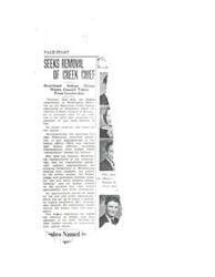 ["The Restricted Creek Indian association petitions for the removal of Roley Canard as chief of the tribe and protests the payment of any back salaries to him. The American Indian Federation opposes appropriations for the Indian affairs office, Indian judges and policemen, Indian schools, and the arts and crafts commission. They also ask for the removal of Commissioner John Collier and five members of his staff due to their association with radical forces."]