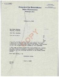 ["The document is a letter from Lyle H. Boren, a member of the Congress of the United States, to Mrs. James Sapulpa regarding the Euchee Indian School. Mrs. Sapulpa had circulated a petition among the Indians of Creek and Euchee tribes to not take their boarding schools away. Boren assures Mrs. Sapulpa that he will do his best to obtain funds for the school's continued operation. The document also includes a list of signatures from individuals supporting the petition."]