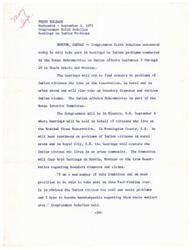 ["Congressman Keith Sebelius will be participating in hearings on Indian problems conducted by the House Subcommittee on Indian Affairs in South Dakota and Montana. The hearings will address issues faced by Indian citizens living on reservations, in rural and urban areas, as well as boundary disputes and various Indian claims. Congressman Sebelius expressed his gratitude for the opportunity to take part in the fact-finding tour and hopes to become more knowledgeable about the problems faced by Indian citizens."]