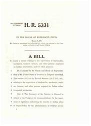 ["The bill introduced by Mr. Aspinall aims to repeal a statute regarding the supervision of various professionals on Indian reservations, deeming it obsolete. It also directs the Secretary of the Interior to recommend legislation allowing Indian tribes to take over the administration of federal services."]