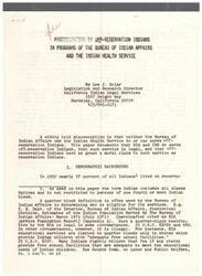 ["The document discusses the misconception that the Bureau of Indian Affairs and the Indian Health Service do not serve off-reservation Indians, emphasizing that they do provide services to off-reservation Indians and that they have a moral claim to such services. It also provides demographic background information on the population of Indians living on and off reservations in the United States."]