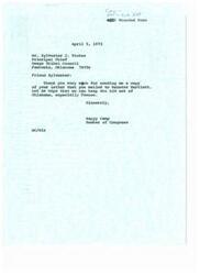 ["The document is a letter from Happy Camp, a Member of Congress, to Sylvester J. Tinker, the Principal Chief of the Osage Tribal Council, expressing gratitude for Tinker's letter to Senator Bartlett opposing the American Indian Movement (AIM) in Oklahoma. The letter includes a resolution from the Osage Tribal Council supporting Senator Bartlett's actions against AIM and condemning the organization for its militant actions. The resolution highlights the concern over incidents like Wounded Knee and expresses support for Senator Bartlett in presenting the true facts concerning the majority of the American Indian People. The letter and resolution are being sent to members of the Oklahoma Congressional Delegation."]