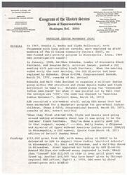 ["Manuel Lujan Jr. has district offices in New Mexico and Washington D.C. He is a member of the Interior and Insular Affairs Committee and the Atomic Energy Joint Committee. The American Indian Movement (AIM) was founded in 1968 by Dennis Banks and Clyde Bellecourt and received funding from various sources. AIM engaged in protests and occupations, including the takeover of Alcatraz Island and the Wounded Knee Trading Post. Some Native Americans criticized AIM for their lawlessness and violence and their attempts to gain control of reservations."]