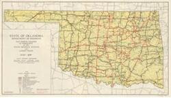["This 1936 map of the State of Oklahoma Highways illustrates the condition of improvements in the state highway system. Dimensions: 16 x 27 3/4."]