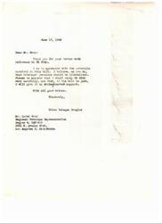 ["The document from Helen Gahagan Douglas expresses support for bill HR 6340, which aims to liberalize veterans' pensions. The bill would restore full compensation to single disabled veterans while hospitalized, increase pensions by 20% to adjust for the cost of living, and provide additional allowances for dependents of disabled ex-servicemen. The document from Loren Grey urges Douglas to actively support and vote for the bill, highlighting the importance of providing adequate support for disabled veterans who have served in the war."]