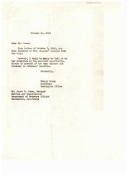 ["The document from Mr. Cowan to Congresswoman Helen Gahagan Douglas outlines recommendations made by a group of veterans' representatives to repeal certain provisions of Public Law 679 related to veterans' benefits. The Department of Veterans Affairs was directed to forward these recommendations to Congress for consideration. The document expresses hope that the Congresswoman will take the necessary action to address these concerns."]