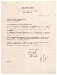 ["A letter from Bernard Jensen, an Information and Education Officer at the ASF Personnel Replacement Depot at Fort Jackson, SC, is sent to Representative Helen Gahagan Douglas requesting a copy of a document she prepared on Negro devotion and heroism in World War II. Jensen believes the document would be a source of inspiration for the soldiers under his command."]