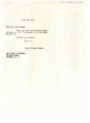 ["Mrs. Brochstein wrote a letter to Helen Gahagan Douglas commending her speech in the House regarding the contributions of minorities in winning the war. Mrs. Brochstein expresses admiration for Douglas' liberal thoughts and actions and encourages her to continue her good work. Helen Gahagan Douglas responds with thanks for the letter and good wishes."]