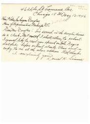 ["The document is a letter from a soldier to Minnie Douglas, expressing gratitude for a copy of her speech on a specific topic. The soldier mentions serving in the army and returning to school soon. They request a copy of the speech be sent to their address."]