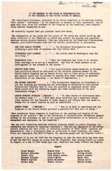 ["The document is a series of resolutions from the United Public Workers of America, affiliated with the Congress of Industrial Organizations, urging Representative  Helen Gahagan Douglas to take action against loyalty purges and the House Un-American Activities Committee. The resolutions call for the abolition of loyalty checks that violate constitutional rights, withdrawal of Executive Orders related to loyalty checks, and the abolishment of the House Un-American Activities Committee. The resolutions also demand freedom for those victimized by the committee and urge President Truman and Attorney General Clark to cease cooperating with it."]