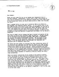 ["The document  discusses President Reagan's program to improve occupational safety and health for Federal employees. It includes letters sent to agency heads and designated safety and health officials outlining the administration's position and offering assistance in reducing workplace injuries and illnesses. The program includes resource targeting, training, consultation, evaluation, and awards for agencies showing improvement. President Reagan emphasizes the importance of all Federal managers, supervisors, and employees taking an active role in improving safety and health conditions."]