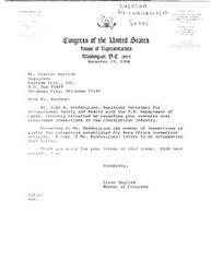 ["Congressman Glenn English received a letter from the United States Department of Labor regarding concerns over programmed inspections in the construction industry. The document explains that the number of inspections in the construction industry is within established parameters and that a reduction in the percentage of inspections programmed for the industry is planned for the next fiscal year. The Department of Labor assures that the inspection program does not place a disproportionate burden on the construction industry and is necessary for ensuring safety and health."]