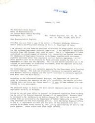 ["The document is addressed to the Honorable Glen English, expressing concern about the implementation of rule Number 246 by the United States Department of Labor. The document explains that employees of the Oklahoma Employment Security Commission and 25 other states would be adversely affected by the rule, particularly in terms of losing benefits such as health insurance and life insurance. The writer urges for the rule to be stayed or phased out gradually to minimize the impact on employees, especially those who are already retired. The document also highlights the importance of employee benefits in retaining and attracting good employees."]
