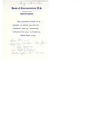 ["Mary Ralls, a librarian at the Western Plains Library System, wrote a letter to Honorable Glen English expressing concerns about the new Wage and Hour Law. She is worried about the impact on library services and the ability to save compensatory time. She also questions the impact on small businesses and the potential for government control over pay. Representative English thanked her for the letter and forwarded it to the Department of Labor for consideration."]