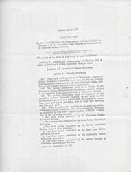 ["Senate Bill No. 872, Chapter 1420, was approved on September 18, 1970, and added Chapter 4.5 to the Education Code in California. This chapter focuses on American Indian education and establishes a Bureau of Indian Education within the Department of Education. It also creates an American Indian Education Council consisting of 16 Indian members who will recommend programs and services to improve education for American Indian children in the state. The council members will serve without compensation but will receive travel expenses. The bill defines \"Indian\" as a person descended from an Indian tribe native to the US and of at least one-fourth Indian ancestry."]