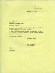 ["Senator Fred R. Harris sent a letter to Mr. Virgil Quetone enclosing a copy of the reply from the Bureau of Indian Affairs regarding his recent inquiry. Senator Harris expressed hope that the information would be helpful and offered further assistance if needed."]